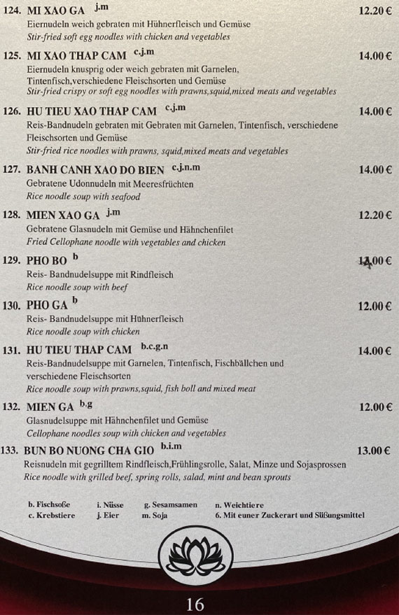 Mai Tai Speisekarte