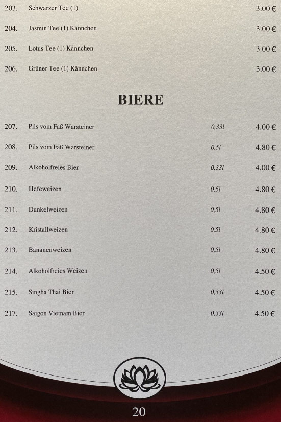 Mai Tai Speisekarte