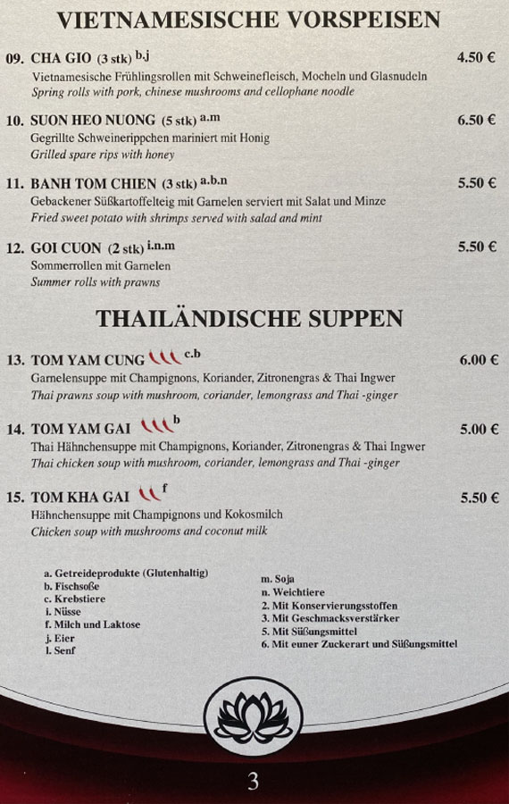 Mai Tai Speisekarte