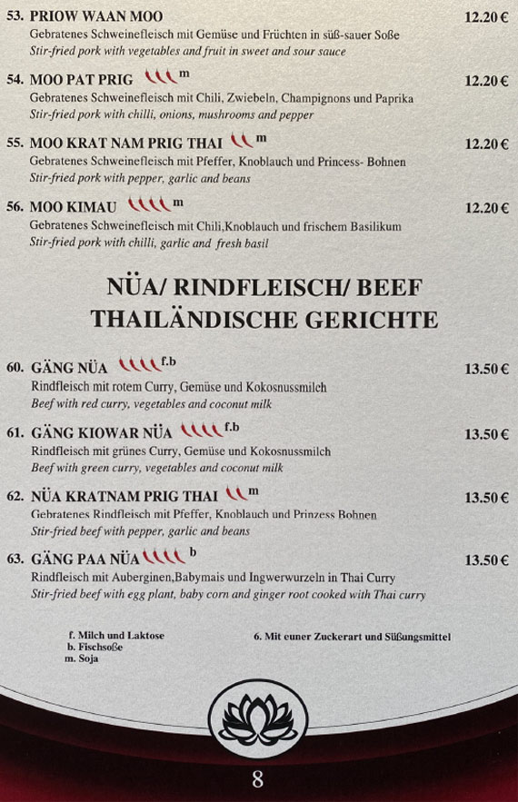 Mai Tai Speisekarte