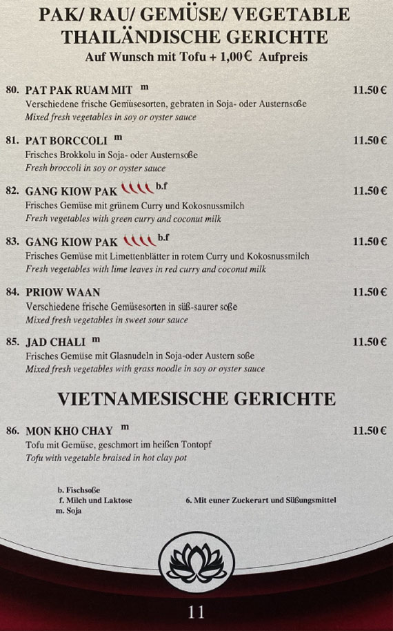Mai Tai Speisekarte