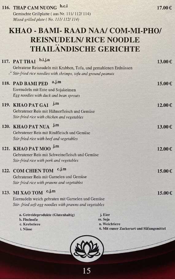 Mai Tai Speisekarte