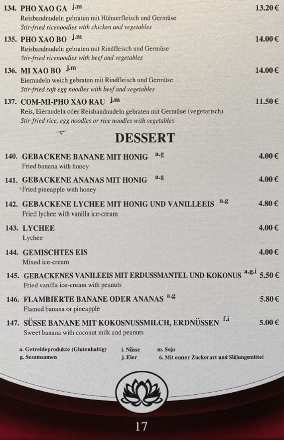 Mai Tai Speisekarte