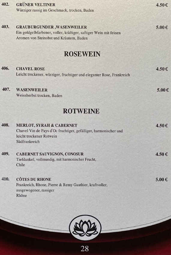 Mai Tai Speisekarte