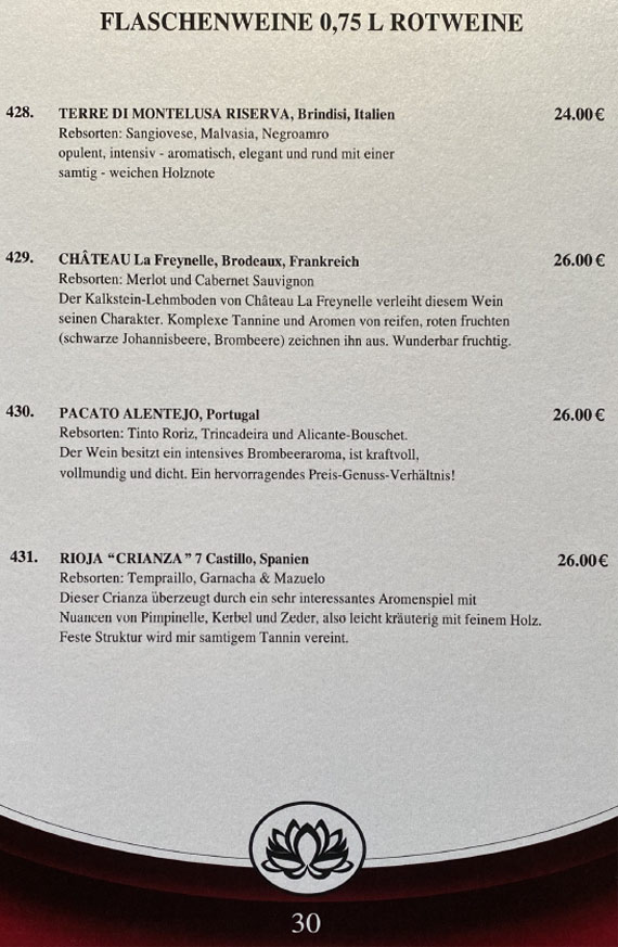 Mai Tai Speisekarte
