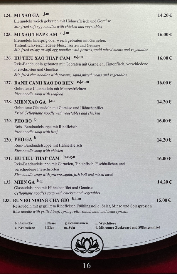 Mai Tai Speisekarte